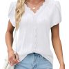 Blouses for Women Dressy Casual Petal Short Sleeve Business Work Tops Ladies Lace V Neck Summer Trendy Shirts