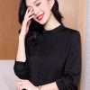 Ladies' Summer Lightweight Chiffon Shirt Long-Sleeved Business Casual Blouse for Women
