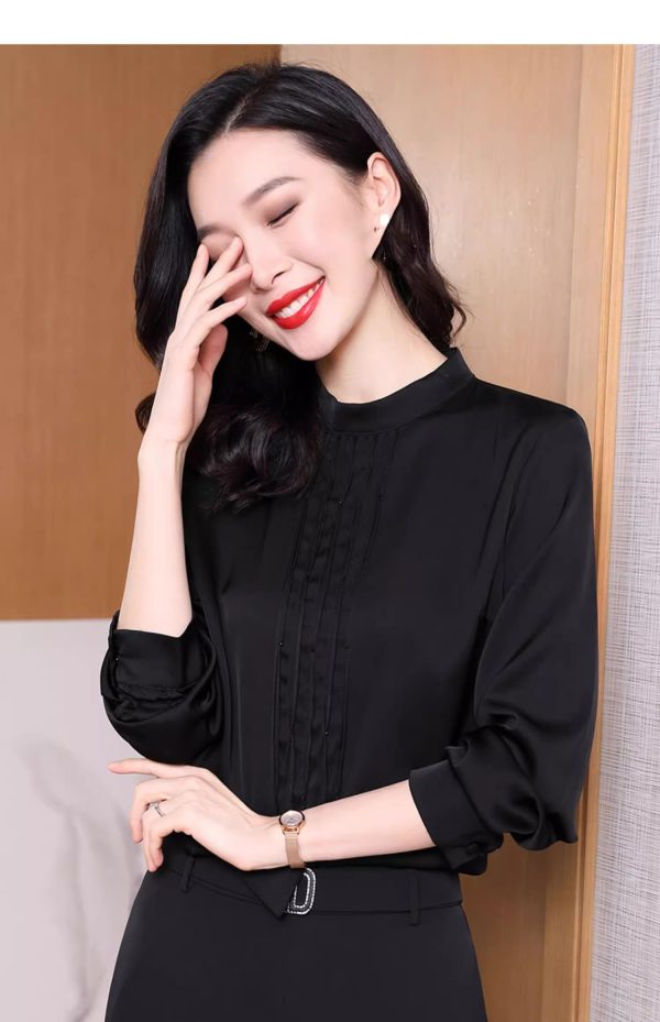 71MrHia1dL.jpg Ladies' Summer Lightweight Chiffon Shirt Long-Sleeved Business Casual Blouse for Women