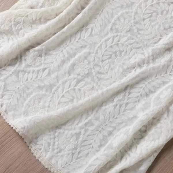 Women’s 100 Percent Mulberry Silk Embroidery Sleeveless Hollow White Vest