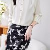 Ladies' Summer Long-Sleeved Chiffon Top Elegant for Travel Office Flowing Work Blouse for Women