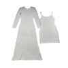 Women's Silk Knit O-Neck Dress - Slim Fit Spaghetti Strap Lining Maxi Evening Dress