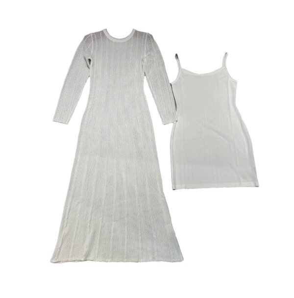 Women's Silk Knit O-Neck Dress - Slim Fit Spaghetti Strap Lining Maxi Evening Dress