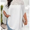 Women's Plus Size Contrast Lace Oversized Dolman Sleeve Mock Neck Tunic Tops