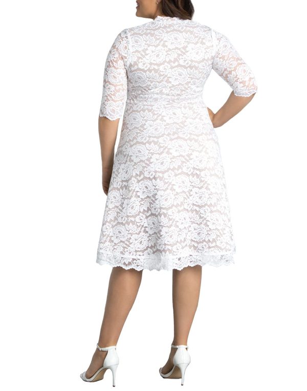71TGqTs0RS.jpg Women's Plus Size Bella Short Ivory Lace Dress, Simple White Wedding, Bridal Shower, or Graduation Midi Dress