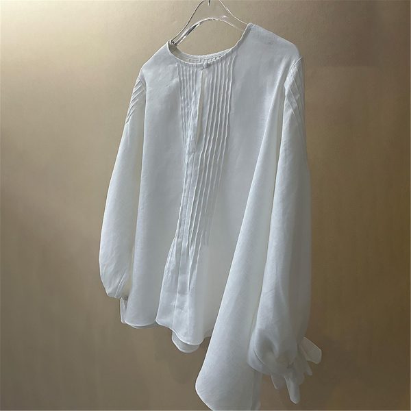 71TLHlDZWL.jpg Women's Shirt Spring Elegant Blouse Cotton Lace Long Sleeve Tops