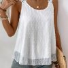 Womens Tank Tops Flowy Sleeveless Summer Boho Blouses for Women Casual Crewneck Spaghetti Strap Lace Camisole Shirts
