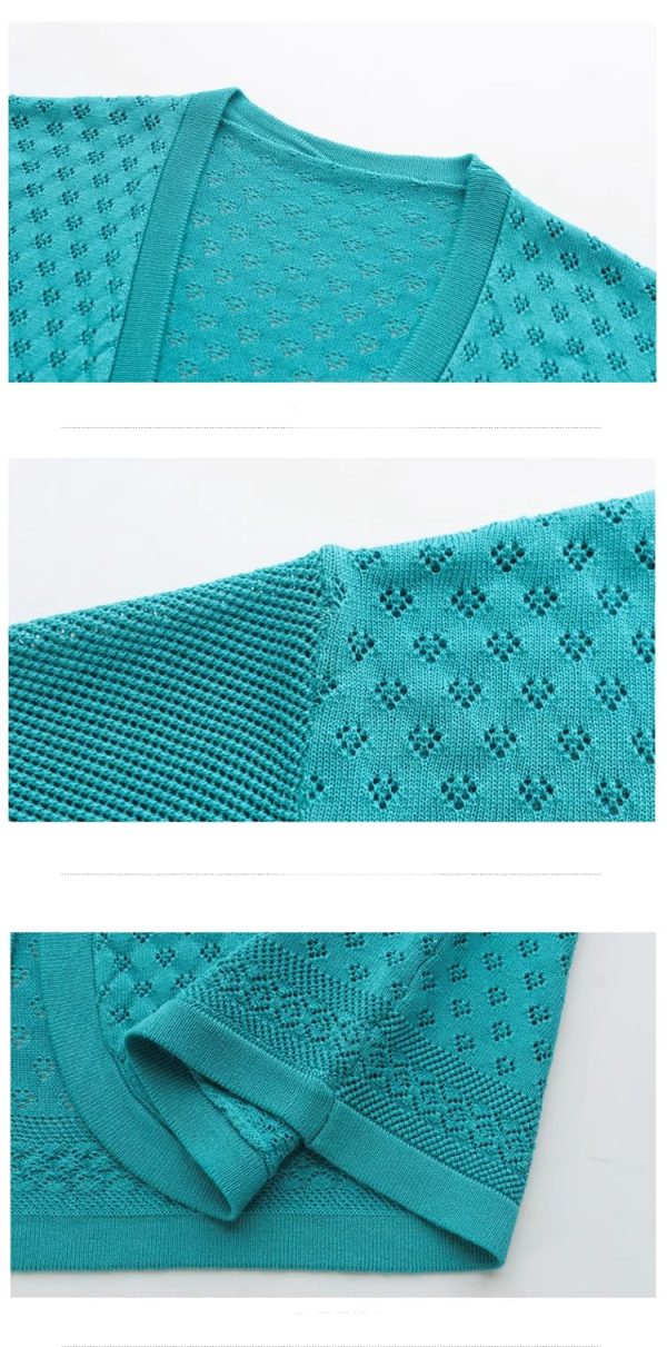 Women's Knitwear Ice Silk Shawl Summer Short Sleeve Cardigan Hollow Out Casual Top