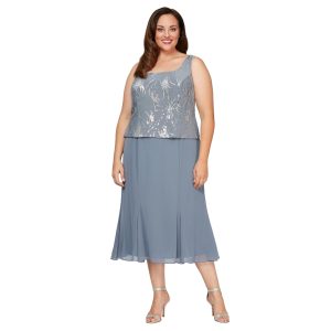 Women's Tea Length Mother of The Bride Jacket Dress, Formal Events, Wedding Guest (Plus Size)