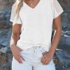 Women Mesh Sleeves Casual T-Shirts Summer Fashion See Through Blouses Tee S-3XL
