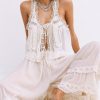 Women Summer Boho Lace Tie Front Tank Beach Vacation Top Button Down Sleeveless Cardigan Crop Y2k Tops Clothes 2025