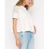 Women's Elegant Babydoll Style Lace Shirt Flared Swing Top with Sheer Mesh Lace Back Tunic Top