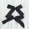 Women Bow‑Trim Deep V‑Neck Vest, Textured Elastic Waist Top