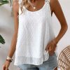 Womens Tank Tops Flowy Sleeveless Summer Boho Blouses for Women Casual Crewneck Spaghetti Strap Lace Camisole Shirts