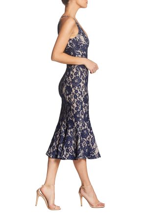 Women's Isabelle Plunging Spaghetti Strap Mermaid Fitted Midi Dress