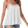Women's Summer Spaghetti Strap Sleeveless Lace Trim Loose Casual Flowy Cami Tank Top