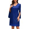 Wedding Guest Cocktail & Formal Dresses for Women - Lace Sequin Prom Evening Dress