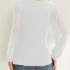 Long Sleeve Shirts for Women V Neck Lace Tops Dressy Business Casual Blouses Cross Wrap Sexy Tops Work Shirt