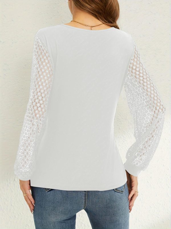 71auB3KwQWL.jpg Long Sleeve Shirts for Women V Neck Lace Tops Dressy Business Casual Blouses Cross Wrap Sexy Tops Work Shirt