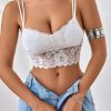 Lace Bralette for Women Padded Bralette Sexy V Neck Camisoles Y2k Tank Slim Cami Crop Top