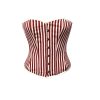 Women’s Red and White Striped Corset Satin Gothic Costume Overbust Bustier Top