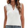 Women's V Neck Guipure Lace Tank Tops Sleeveless Dressy Blouses Summer Casual Solid/Floral Tunic Shirts
