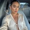Womens Sexy Tie Front Satin Shirts Deep V Neck Silk Club Tops Long Sleeve Y2k Going Out Blouse