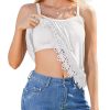 Womens Flowy Lace Camisole with Built in Bra Adjustable Straps Loose Scoop Neck Tank Top