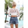 Women's Crop Top Long Sleeve Shrug Lace Short Blouse Shrug Sexy Lace Lining Cardigan Sheer Cover Up