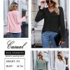 Misyula Womens Lace V Neck Puff Long Sleeve Eyelet Tops Dressy Business Casual Work Shirts Blouse S-XXL