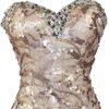 Women's Strapless Beaded Black Lace Prom Formal Dress