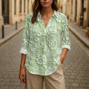 Button Down Shirts for Women V Neck Loose Fit Tops Summer Fashion Blouses Casual Trendy Elegant Floral Graphic Tees