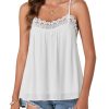 Women's Summer Spaghetti Strap Sleeveless Lace Trim Loose Casual Flowy Cami Tank Top
