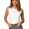 Sleeveless Lace Top for Women's Casual Flower Lace Tank Tops