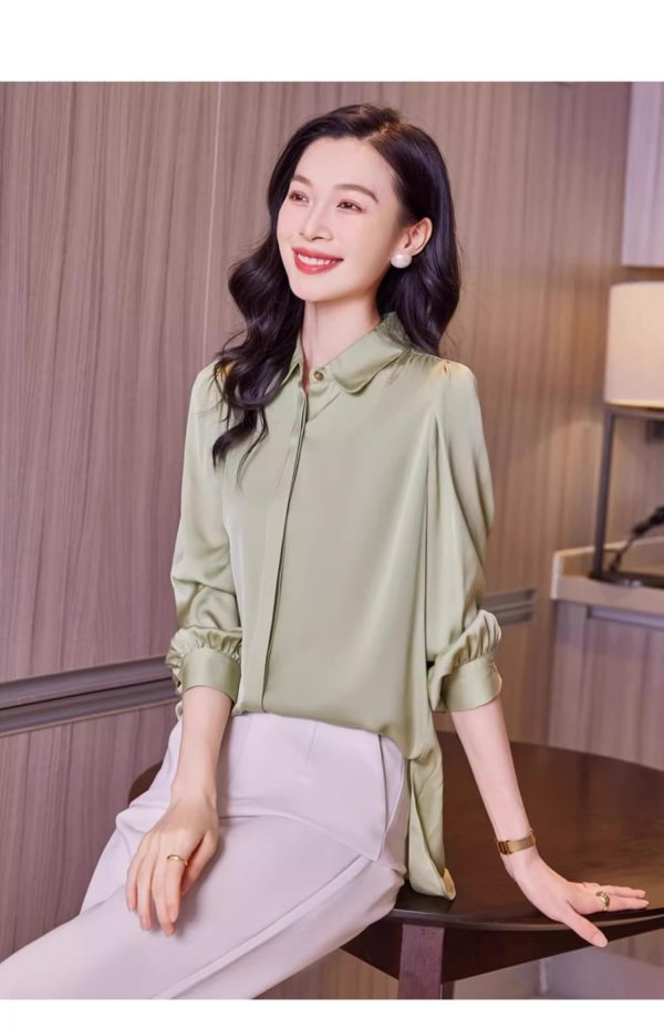 Ladies' Summer Long-Sleeved Chiffon Top for Business Loose Fit Blouse for Women