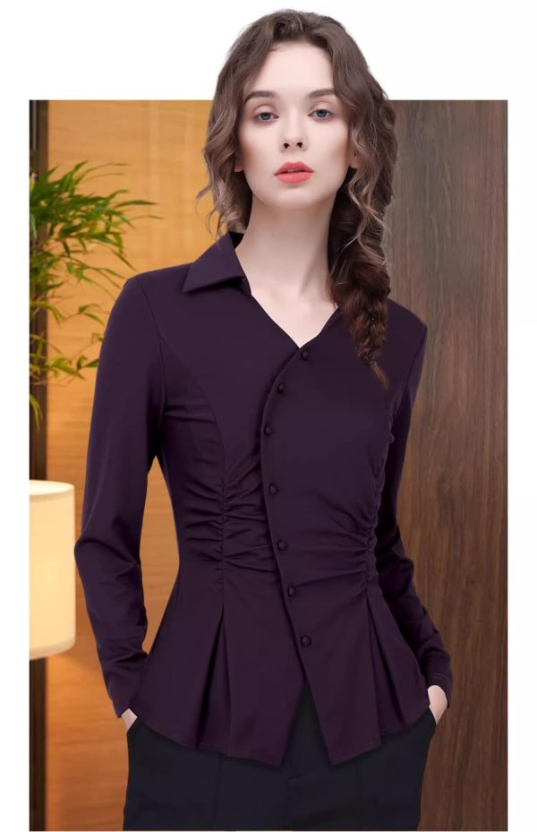 Ladies' Summer Long-Sleeved Chiffon Shirt for Job Interviews Business Lunches Board Meetings Blouse for Women