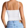 Women's Sexy Square Neck Lace Cami Tank Tops Fitted Double Lined Sleeveless Crop Spaghetti Strap Summer Y2k Tops
