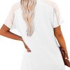 Women Mesh Sleeves Casual T-Shirts Summer Fashion See Through Blouses Tee S-3XL