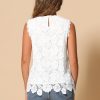Sleeveless Lace Top for Women's Casual Flower Lace Tank Tops