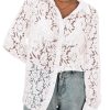 Lace-Tops for Women: Sheer Lace Long Sleeve Top, Elegant Dressy Blouse, Sheer Tops for Women