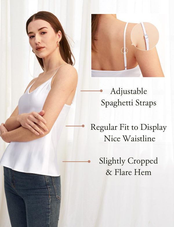 Womens Silk Camisole 100% 19MM Mulberry Silk Basic Tank Tops Summer Casual Classic Top Loose