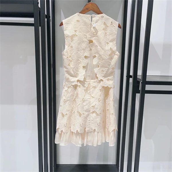 71kapGCAwuL.jpg Women's 2025 Backless Lace Dress - Summer Ruffle Crewneck Elegant