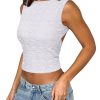 Women's Sexy Open Back High Neck Sleeveless Tank Top Y2k Lace Twist Backless Crop Tops