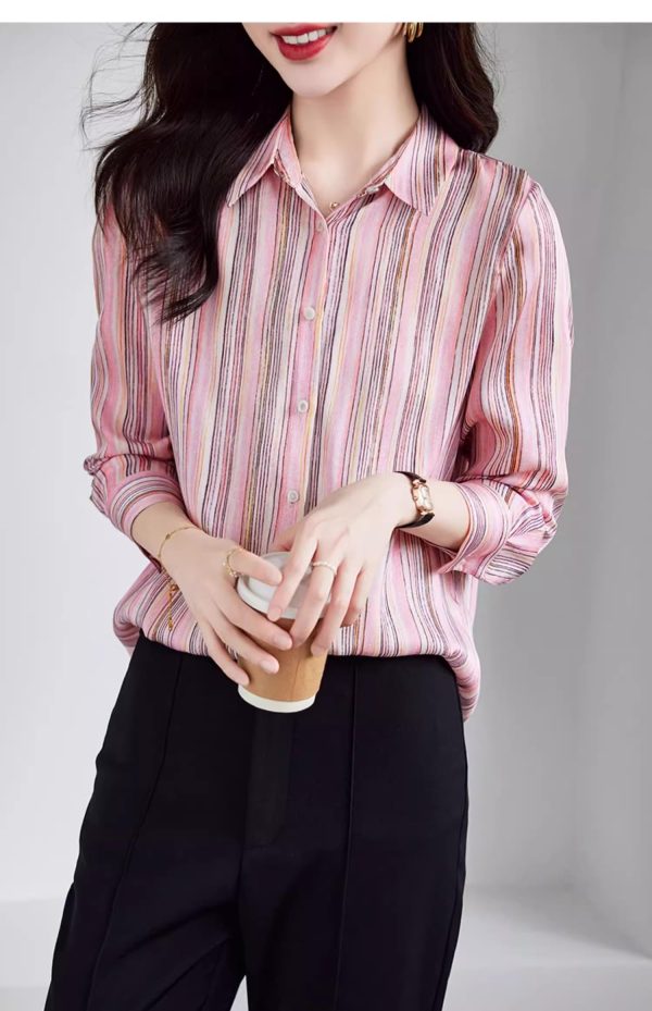 Ladies' Summer Chiffon Top Long-Sleeved Professional Casual Blouse for Women