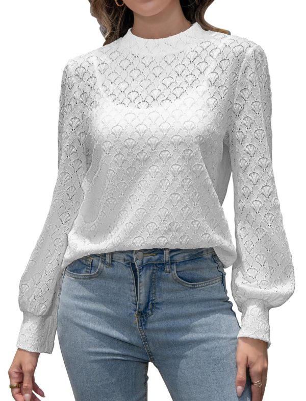 Lace Tops for Women Business Dressy Casual Blouses Elegant Puff Long Sleeve Shirts Spring Fall Outfits Fashion 2025