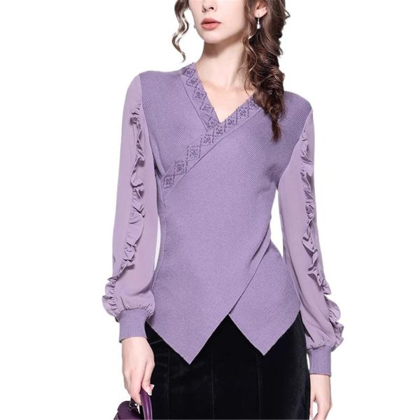 Ladies' Summer Long-Sleeved Chiffon Shirt for Work Shopping Picnics Button Style Blouse for Women