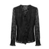 Ladies' Summer Long-Sleeved Chiffon Top for Holiday Parties Ceremonies Blouse for Women