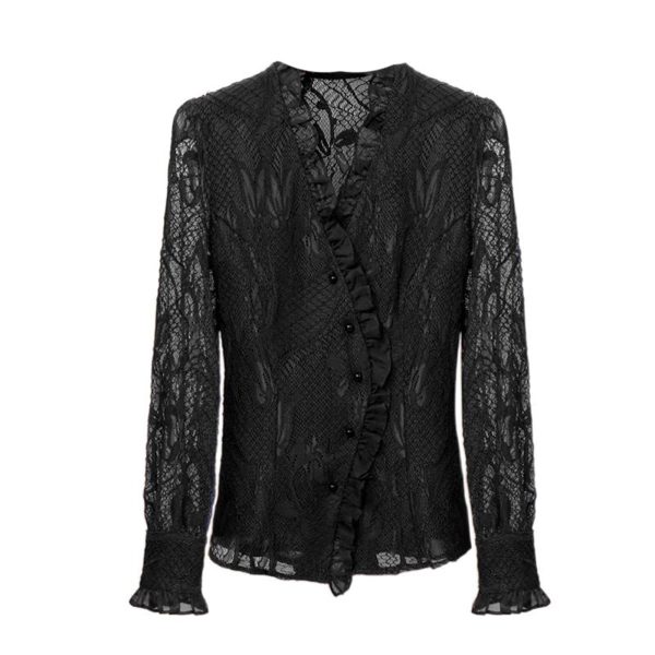 Ladies' Summer Long-Sleeved Chiffon Top for Holiday Parties Ceremonies Blouse for Women