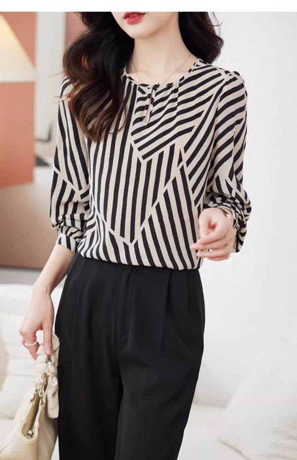 Ladies' Summer Long-Sleeved Chiffon Shirt Flowing for Work Travel Daily Elegant Blouse for Women