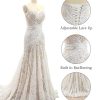 Women's Bohemian Wedding Dresses Sweetheart Mermaid Lace Bridal Gown